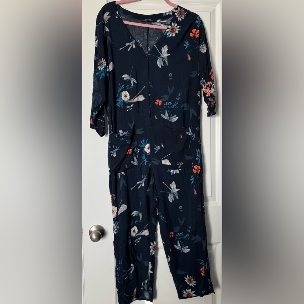 Zara Blue and White cotton jumpsuit